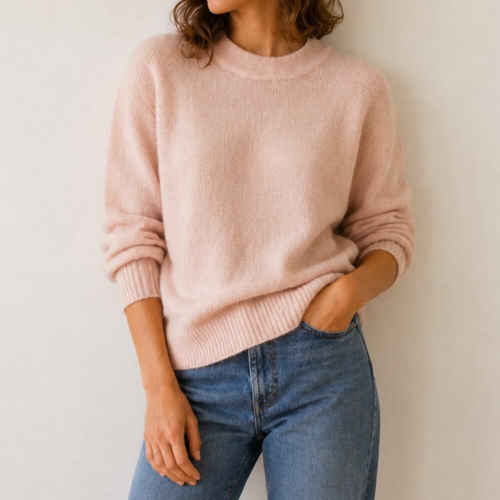 Vince Blush Pink Alpaca Mohair Wool Blend Crewneck Sweater Ballet Cottage XS